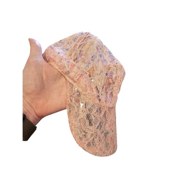 Vintage Y2K Something Special Womens Baseball Hat All Over Pink Lace - Picture 5 of 5